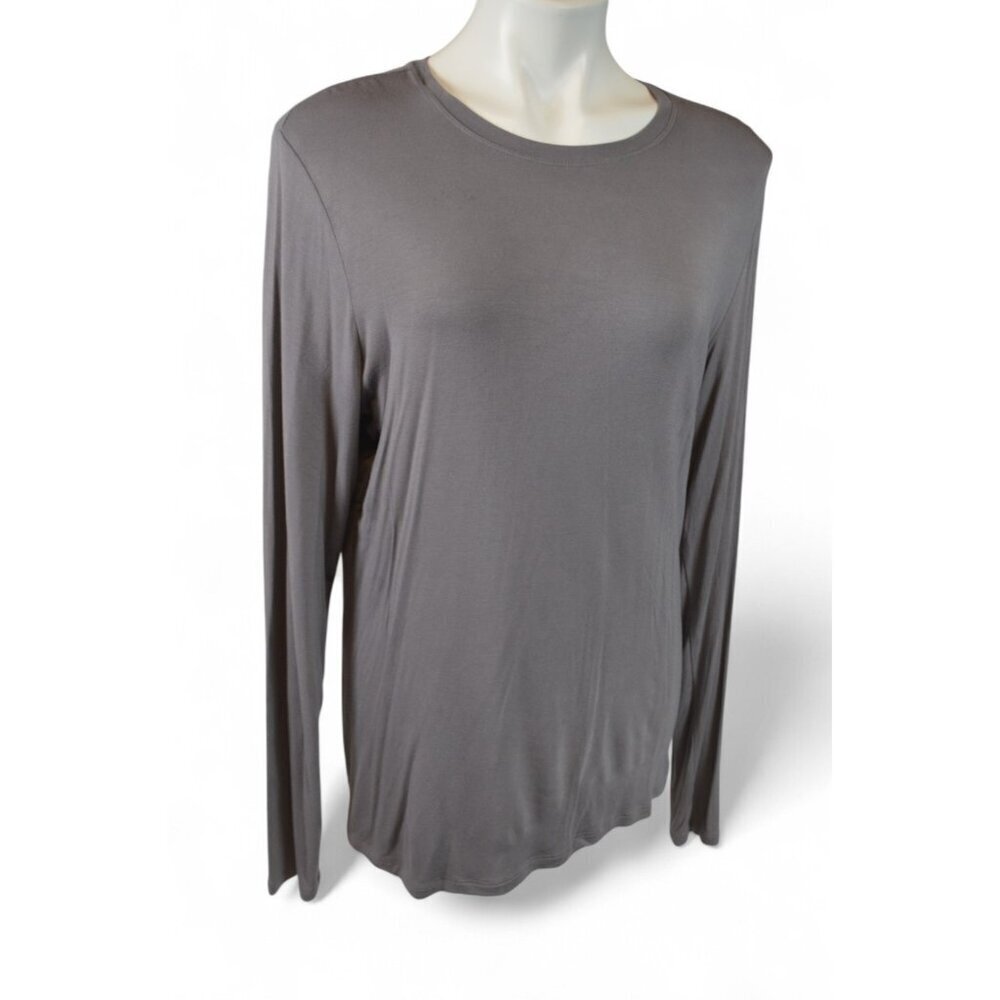 Babaton Long Sleeve Crew Neck Shirt Gray IX Lightweight Stretchy Top